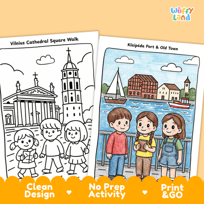 Lithuania Geography Coloring Pages - 11 Pages - World Geography No Prep Activity