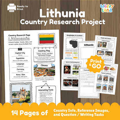LITHUANIA Country Study | Geography Research Project & Printable Worksheets