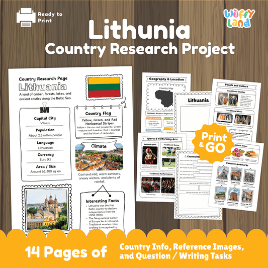 LITHUANIA Country Study | Geography Research Project & Printable Worksheets