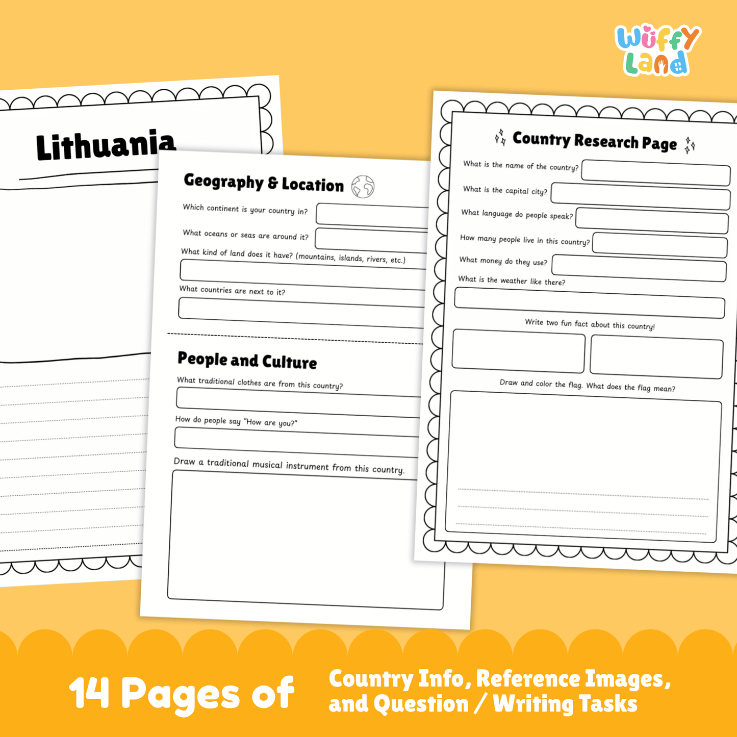 LITHUANIA Country Study | Geography Research Project & Printable Worksheets