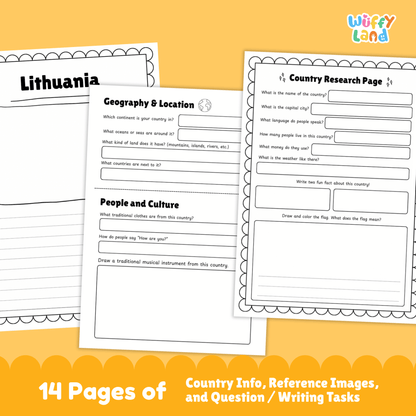 LITHUANIA Country Study | Geography Research Project & Printable Worksheets