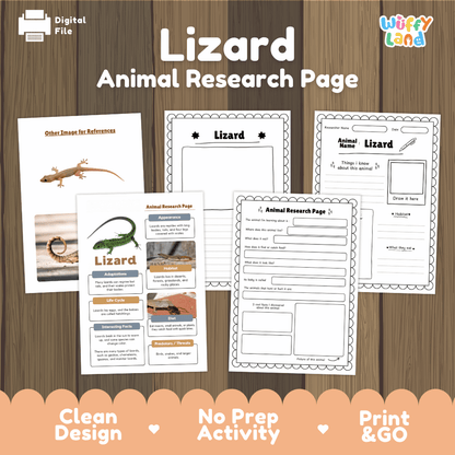 Lizard Animal Research Page Worksheets and Fact Sheet Activity