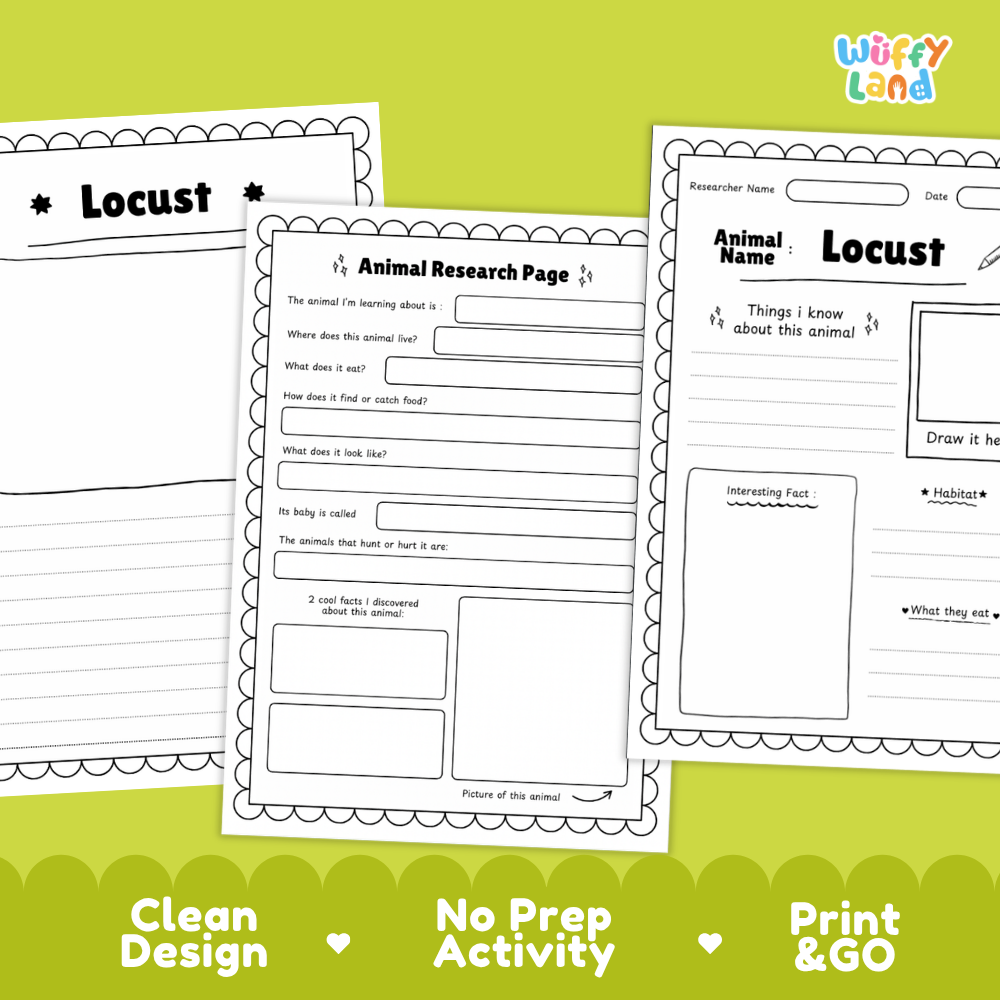 Locust Animal Research Page Worksheets