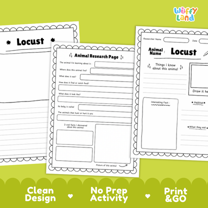 Locust Animal Research Page Worksheets