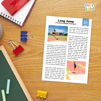 Long Jump Sports Reading Passage and Comprehension Questions Worksheets