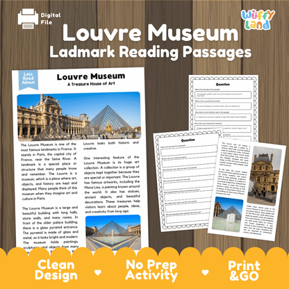 Louvre Museum Landmark Reading Passages and Comprehension Worksheets