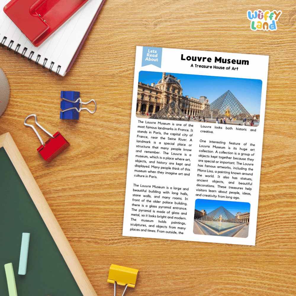Louvre Museum Landmark Reading Passages and Comprehension Worksheets