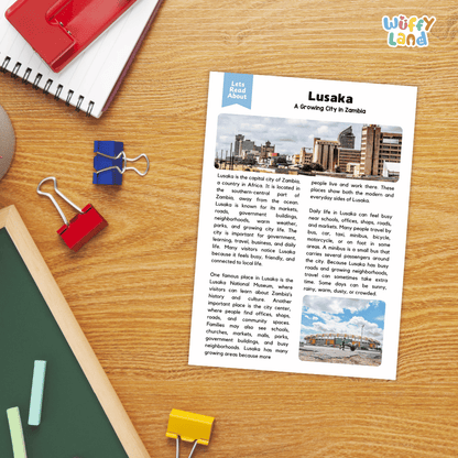 Lusaka Landmark Reading Passages and Comprehension Worksheets