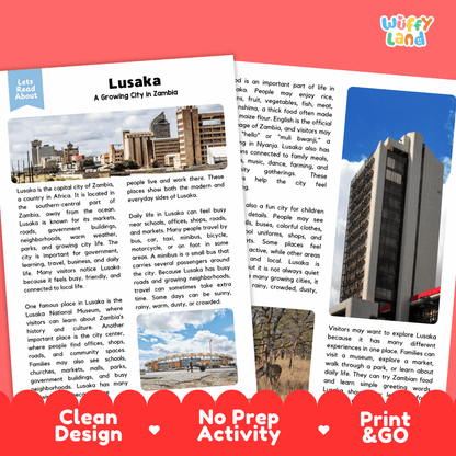 Lusaka Landmark Reading Passages and Comprehension Worksheets