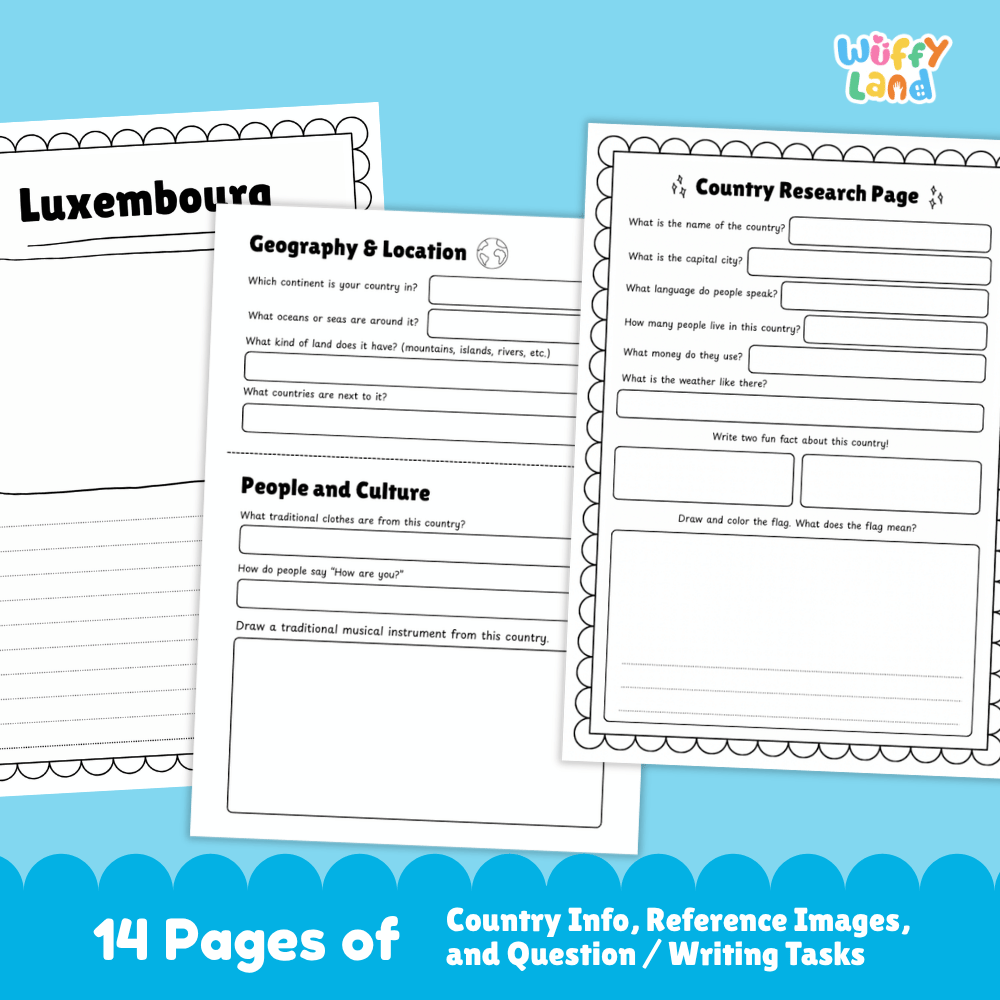 Luxembourg Country Research Project | Geography Worksheets and Writing Tasks