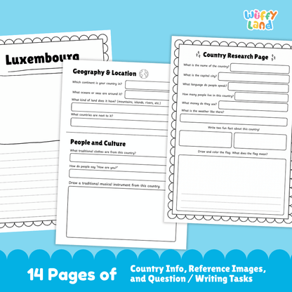 Luxembourg Country Research Project | Geography Worksheets and Writing Tasks