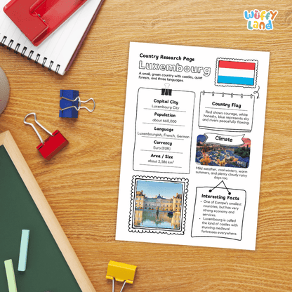 Luxembourg Country Research Project | Geography Worksheets and Writing Tasks