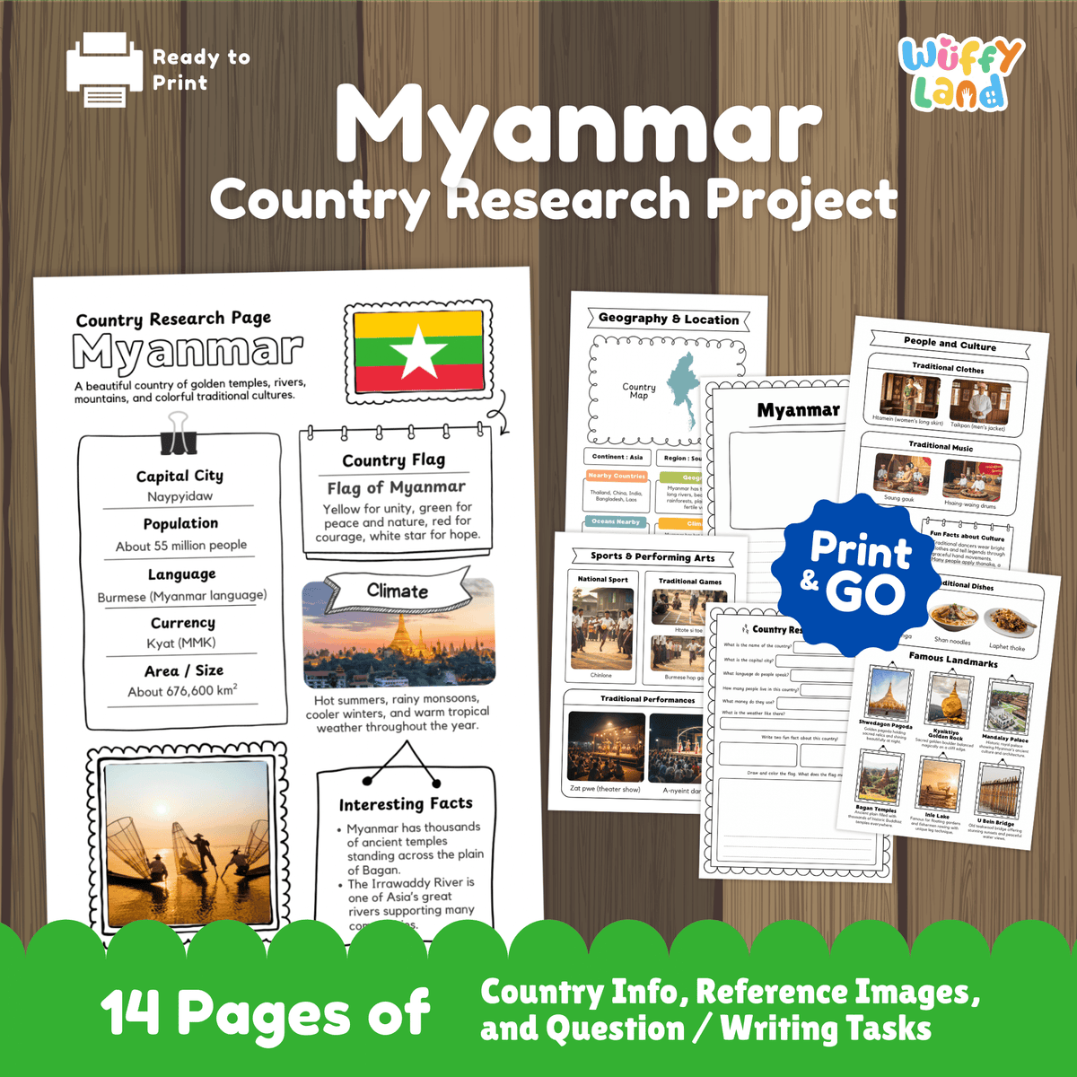 Myanmar Country Research Project | Southeast Asia Geography Worksheets ...