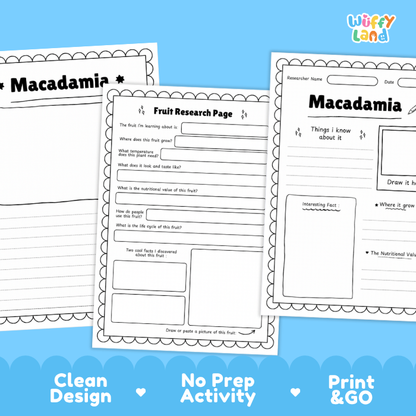 Macadamia Nut and Seed Research Page Worksheets Plant Science Activity