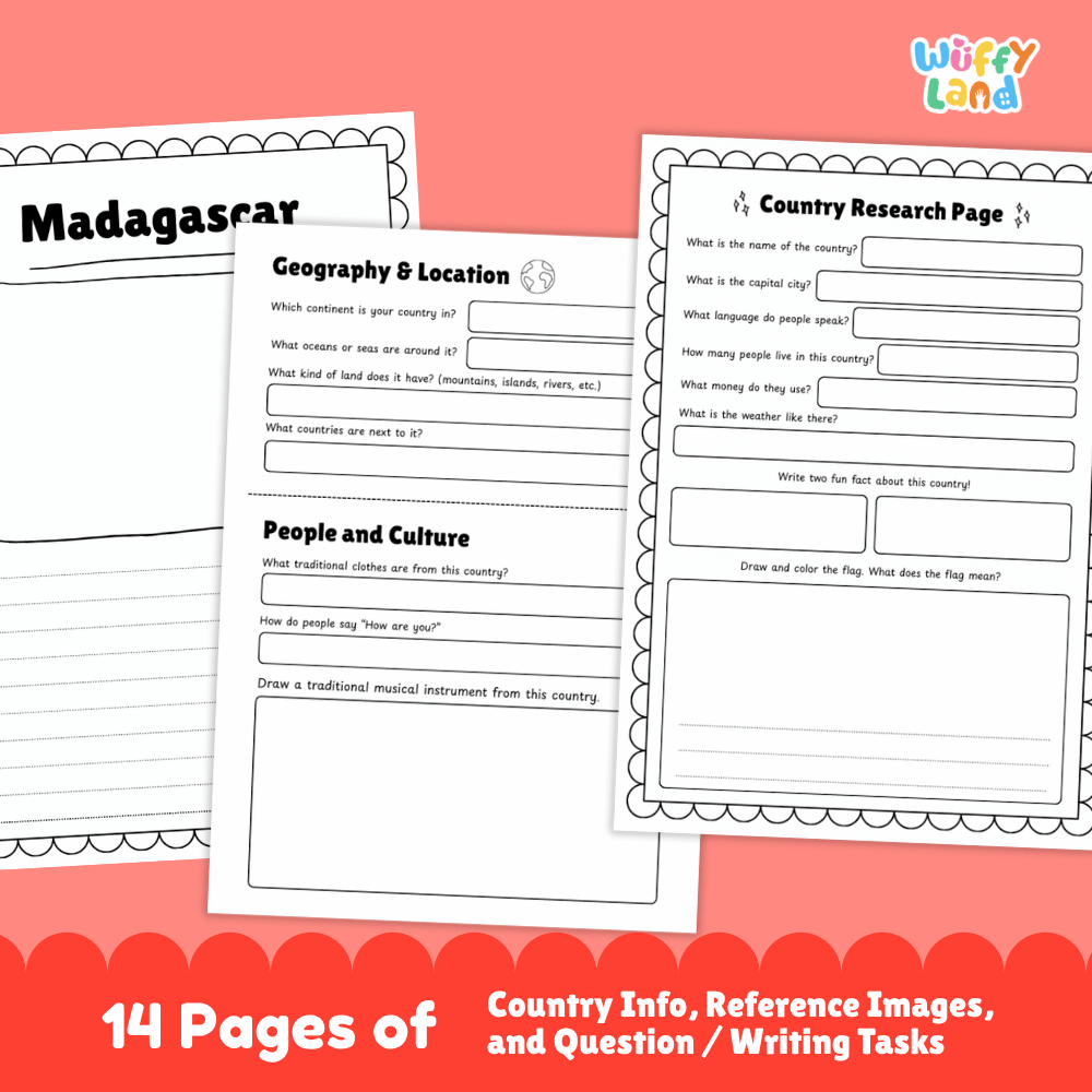 Madagascar Country Research Project | Geography Worksheets and Writing Tasks