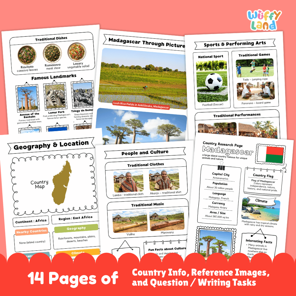 Madagascar Country Research Project | Geography Worksheets and Writing Tasks