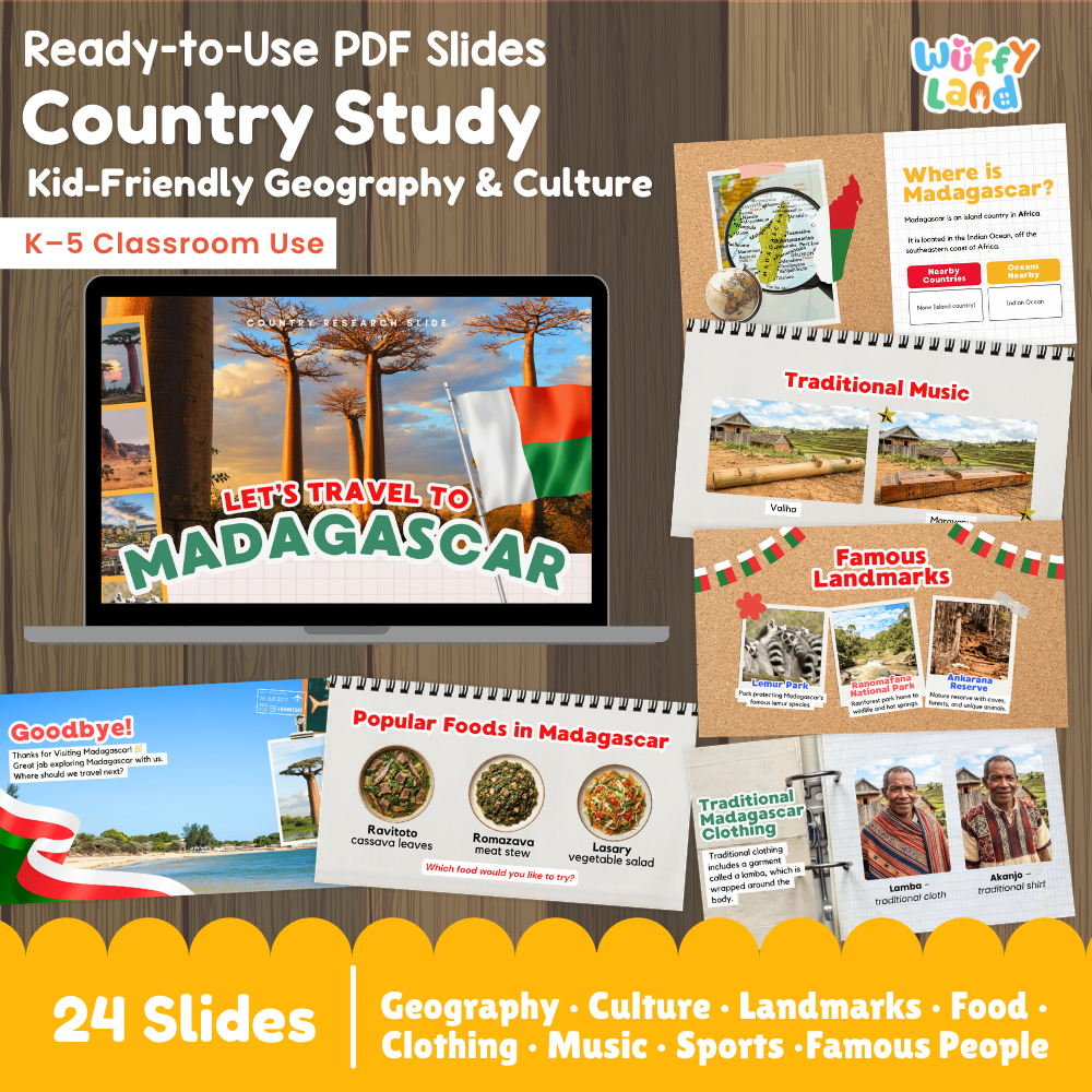 Madagascar Country Study Kid Friendly Geography & Culture PDF Slides