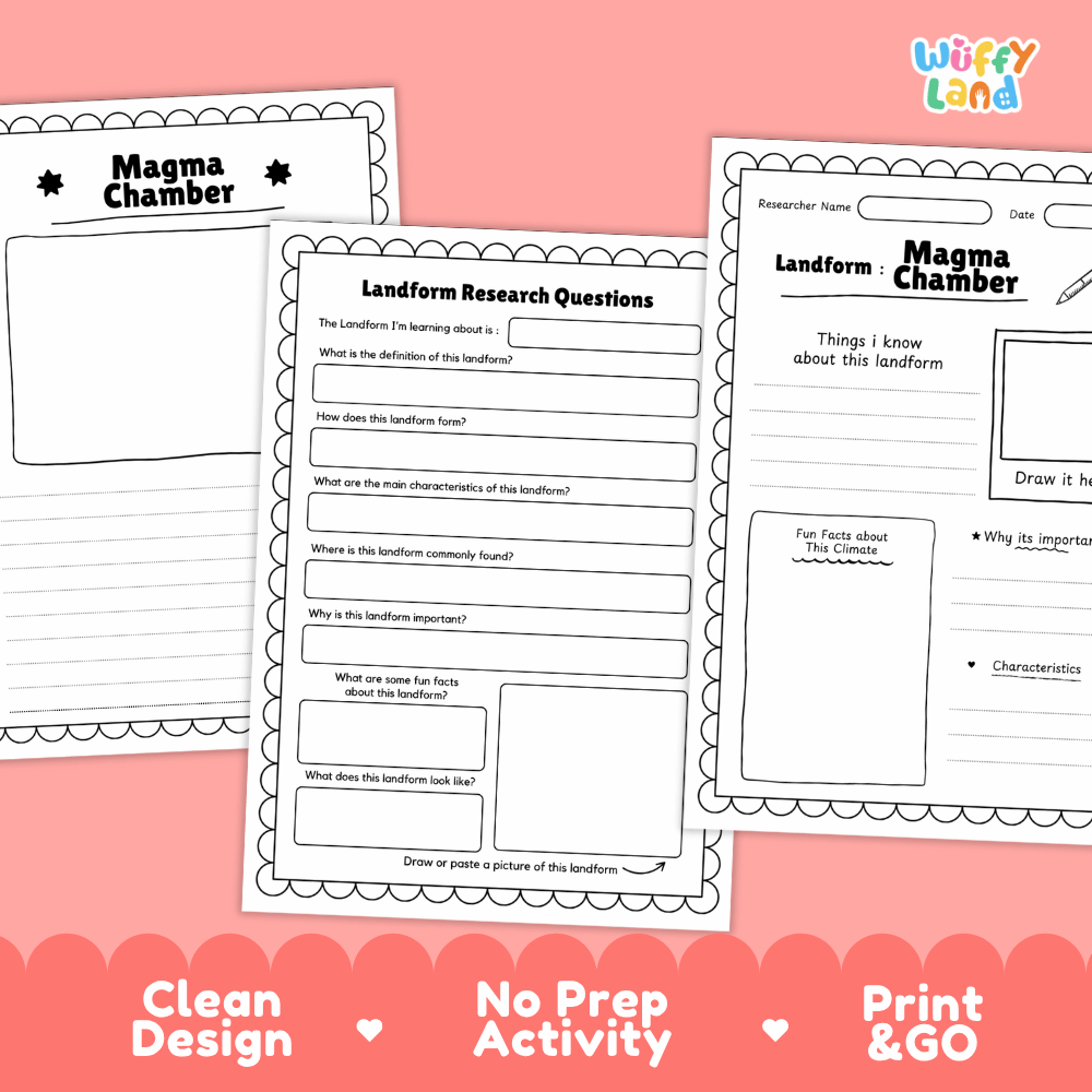 Magma Chamber Landform Research Page Worksheets Geology Science Activity
