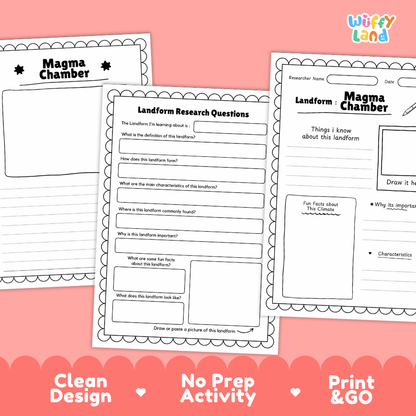 Magma Chamber Landform Research Page Worksheets Geology Science Activity
