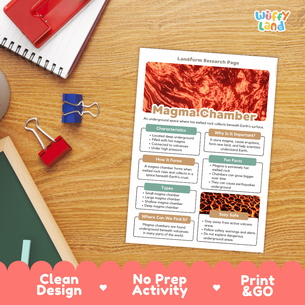 Magma Chamber Landform Research Page Worksheets Geology Science Activity