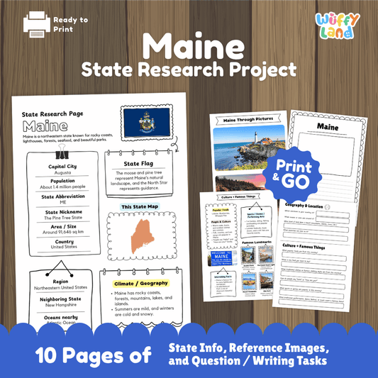 Maine State Research Project Worksheets and Activity Pages