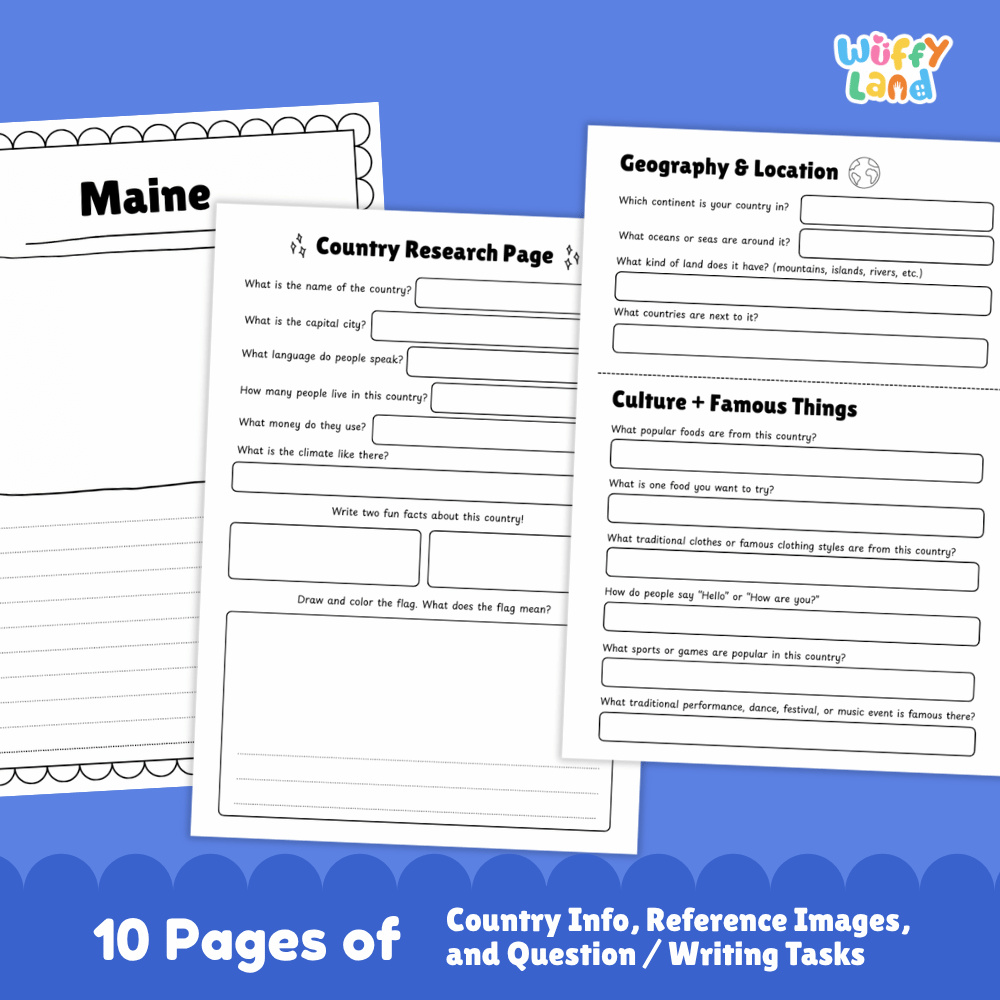 Maine State Research Project Worksheets and Activity Pages