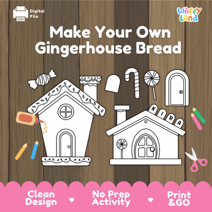 Make Your Own Gingerbread House Coloring Craft Printable Activity Worksheets