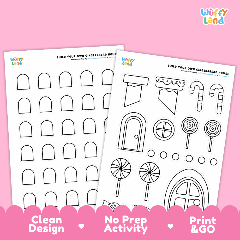 Make Your Own Gingerbread House Coloring Craft Printable Activity Worksheets