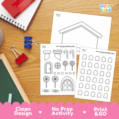 Make Your Own Gingerbread House Coloring Craft Printable Activity Worksheets