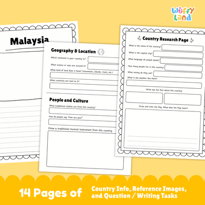 MALAYSIA Country Research Project | Asia Printable Geography Worksheets