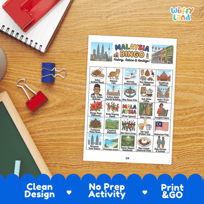 Malaysia Geography Bingo Game Printable Activity