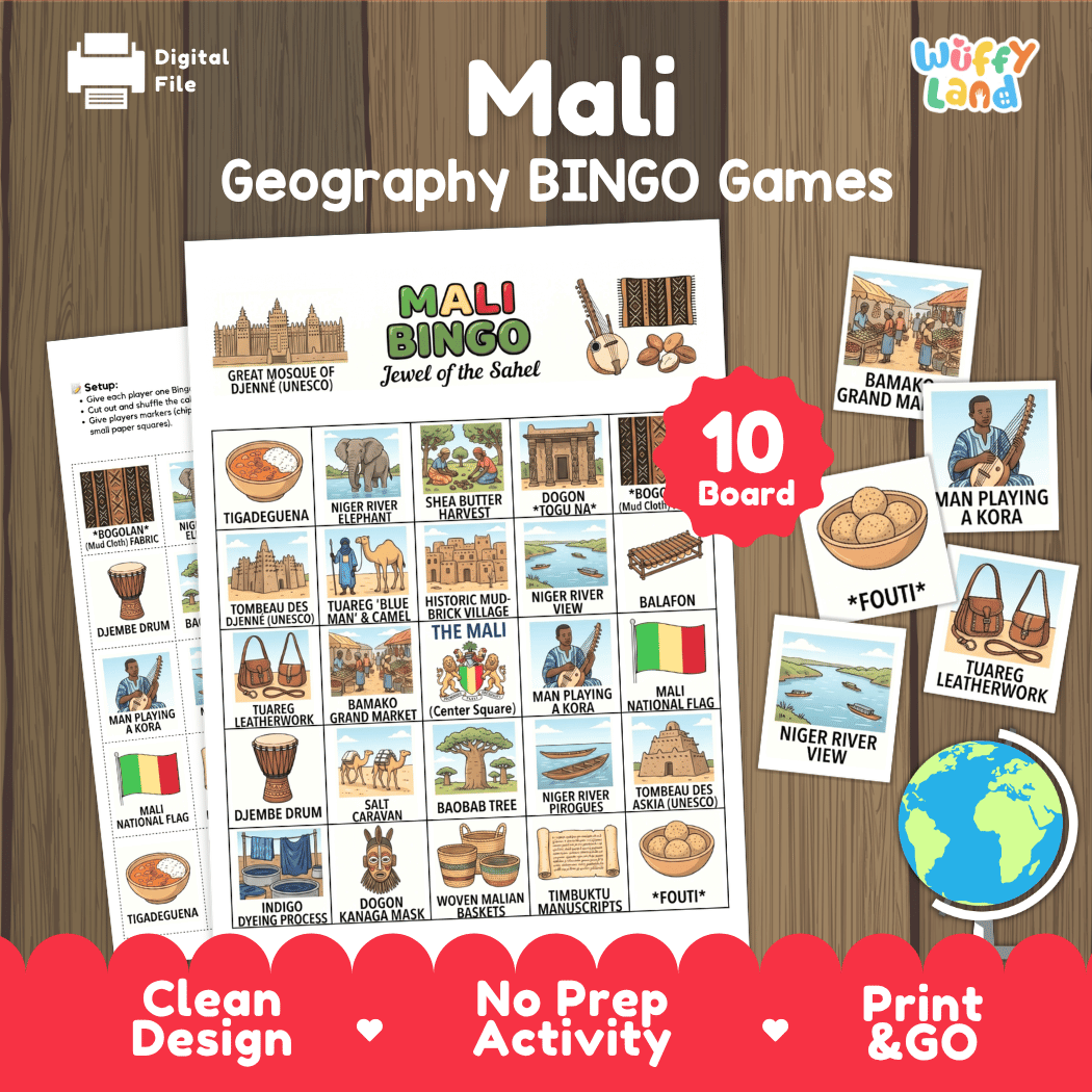 Mali Geography Bingo Games Printable Activity