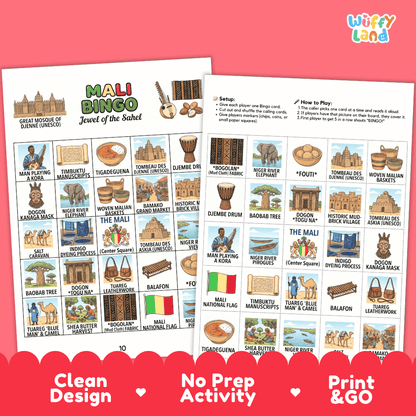 Mali Geography Bingo Games Printable Activity