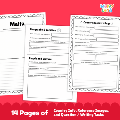 MALTA Country Study | Geography Research Project & Printable Worksheets