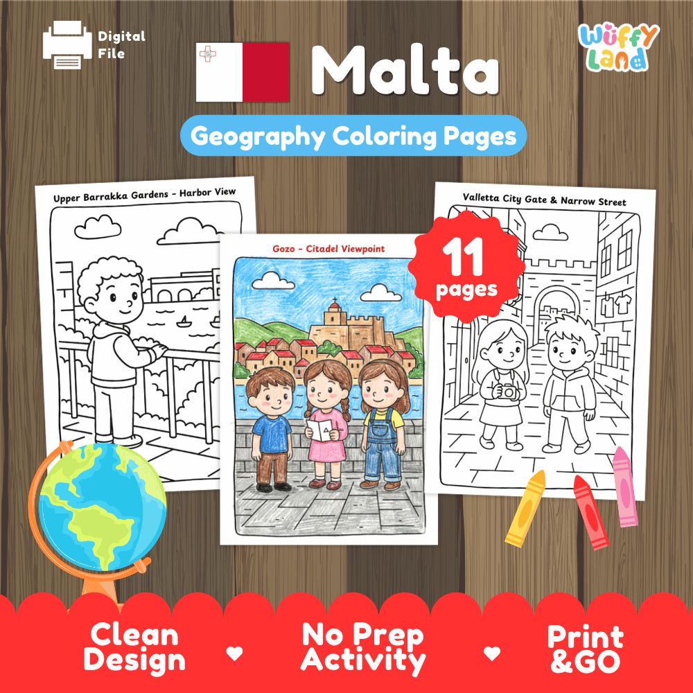 Malta Geography Coloring Pages Worksheets