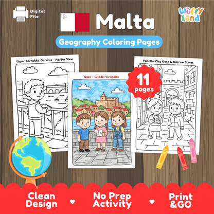 Malta Geography Coloring Pages Worksheets