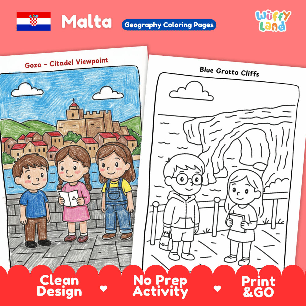 Malta Geography Coloring Pages Worksheets