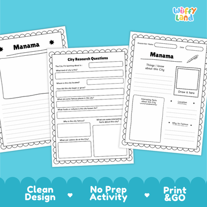Manama City Research Worksheets and Fact Sheet