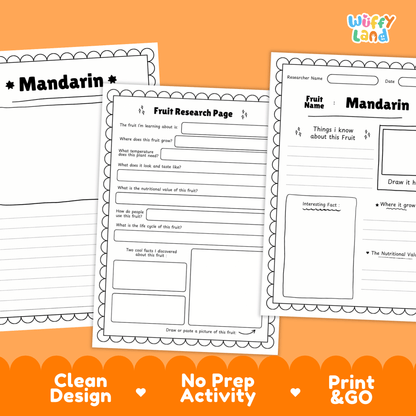 Mandarin Fruit Research Activity Worksheet Science Healthy Eating Lunar New Year
