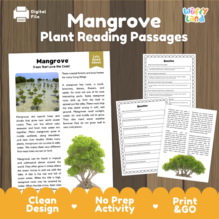 Mangrove Plant Reading Passages and Comprehension Questions Worksheets