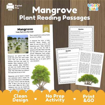 Mangrove Plant Reading Passages and Comprehension Questions Worksheets
