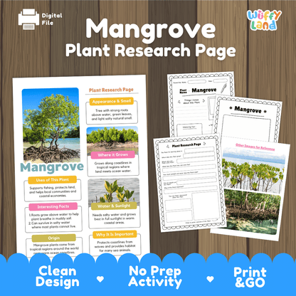 Mangrove Plant Research Page Worksheets and Fact Sheet