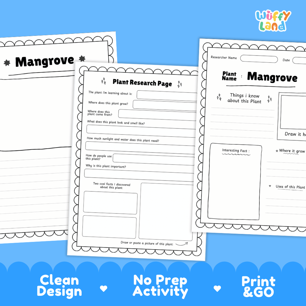 Mangrove Plant Research Page Worksheets and Fact Sheet