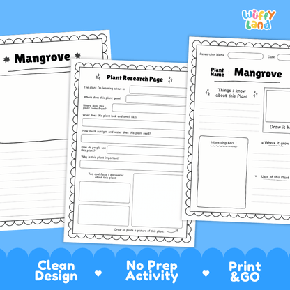 Mangrove Plant Research Page Worksheets and Fact Sheet