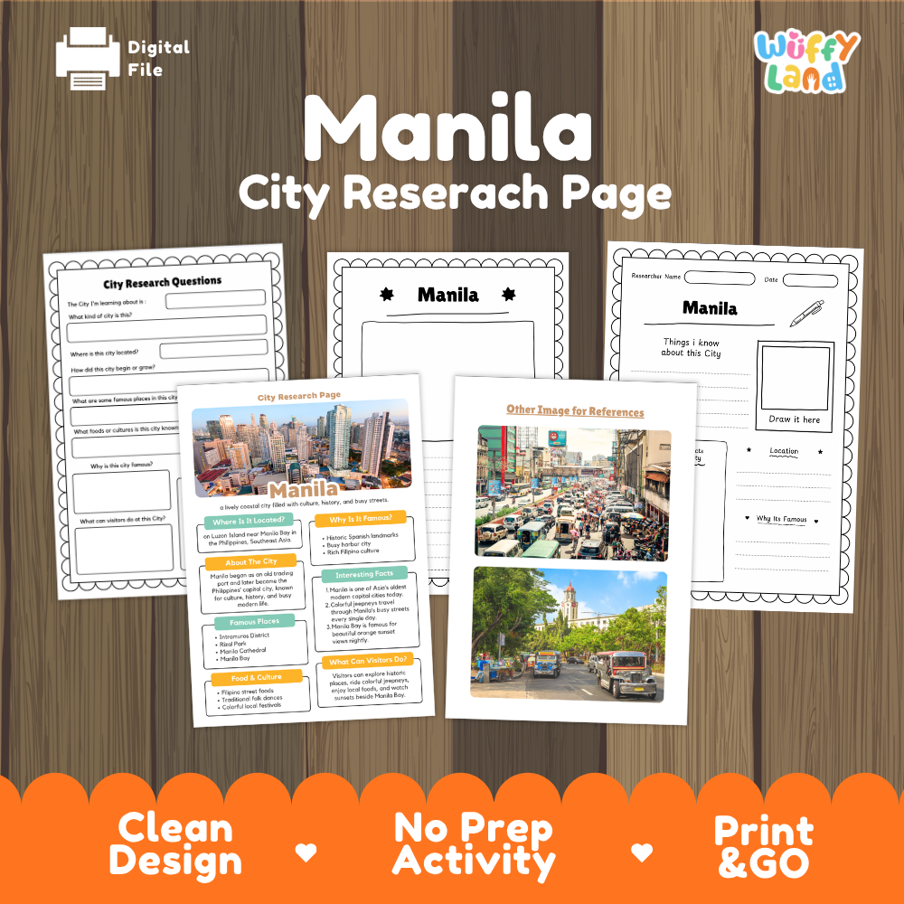 Manila City Research Page Worksheets and Fact Sheet Activity