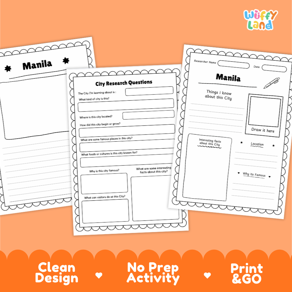 Manila City Research Page Worksheets and Fact Sheet Activity