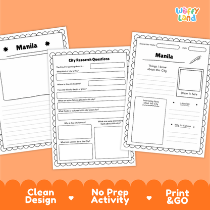 Manila City Research Page Worksheets and Fact Sheet Activity