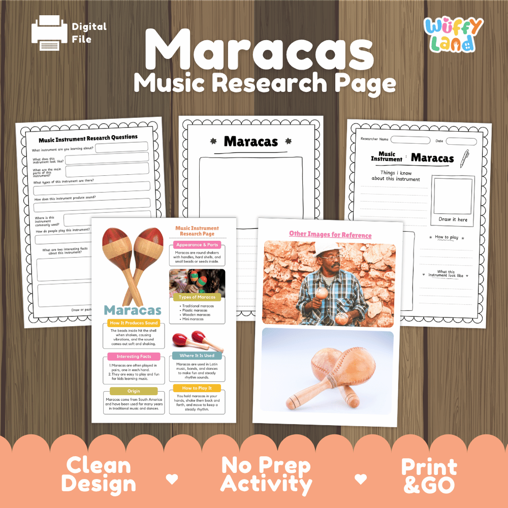 Maracas Music Research Page Worksheets and Fact Sheet