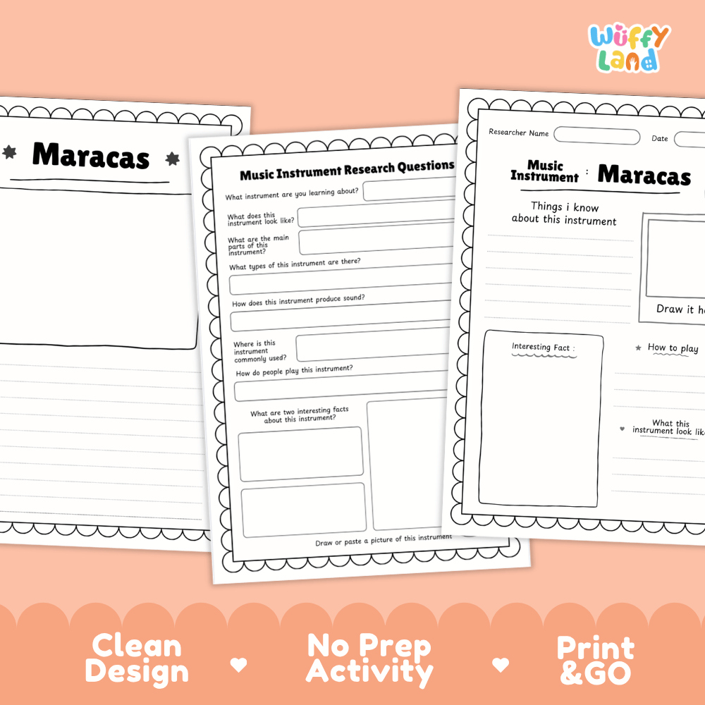 Maracas Music Research Page Worksheets and Fact Sheet