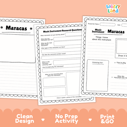 Maracas Music Research Page Worksheets and Fact Sheet